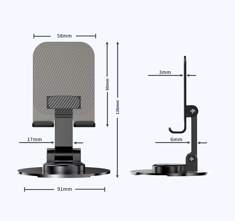 Punex Rotating Phone Stand – 360° Adjustable Desktop Holder for Smartphones, Tablets & Devices – Stable, Portable, Anti-Slip Design for Video Calls, Online Classes, Office & Home Use