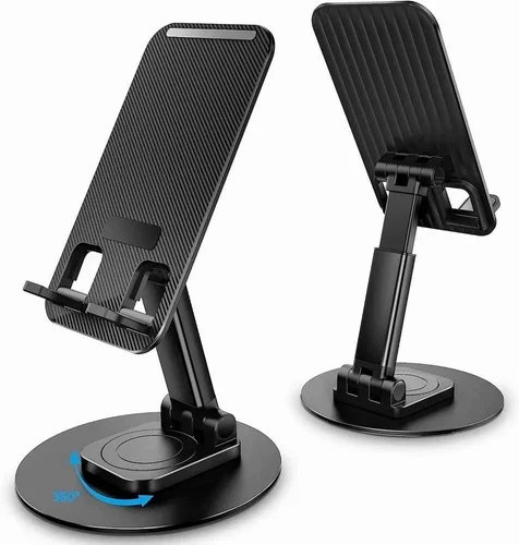 Punex Rotating Phone Stand – 360° Adjustable Desktop Holder for Smartphones, Tablets & Devices – Stable, Portable, Anti-Slip Design for Video Calls, Online Classes, Office & Home Use