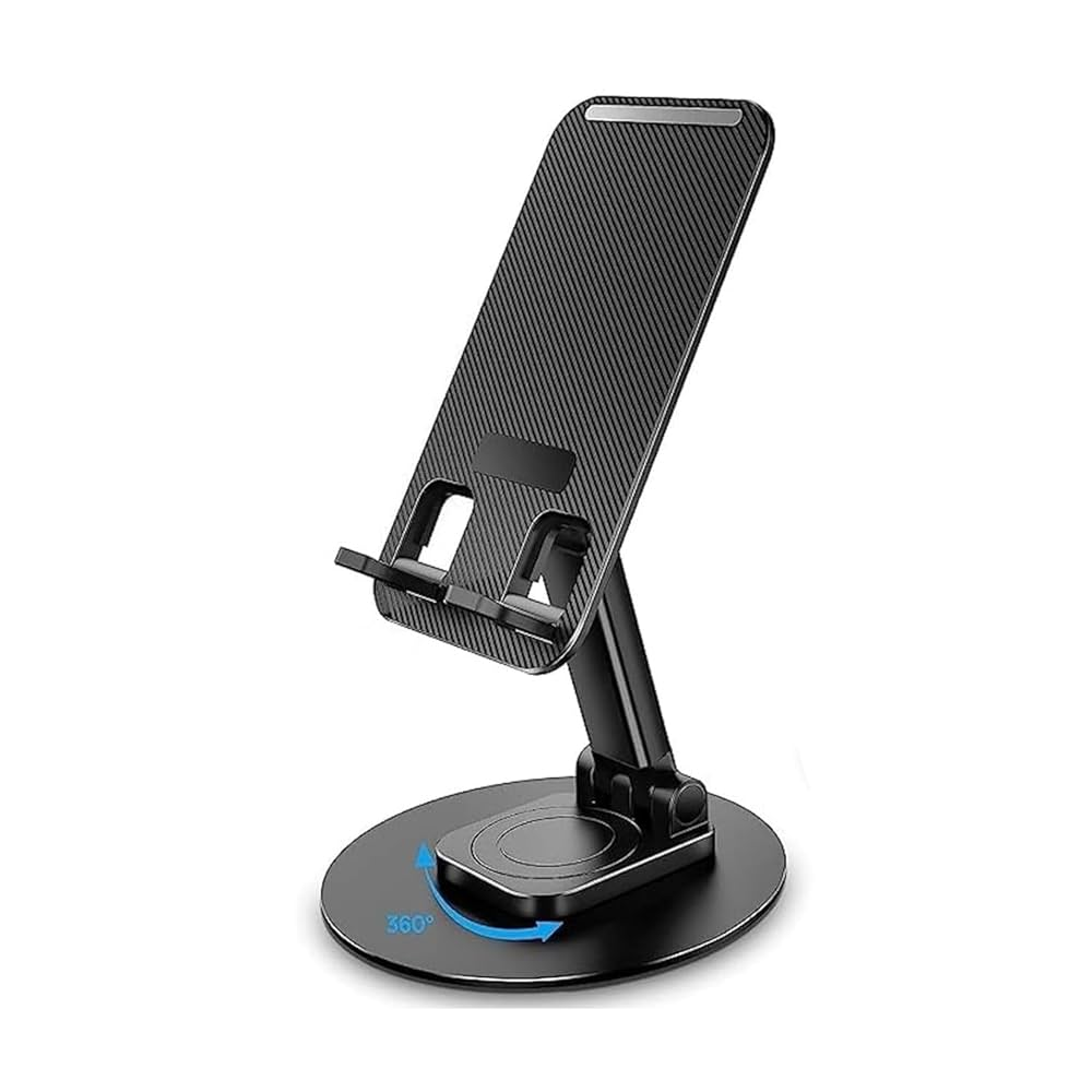 Punex Rotating Phone Stand – 360° Adjustable Desktop Holder for Smartphones, Tablets & Devices – Stable, Portable, Anti-Slip Design for Video Calls, Online Classes, Office & Home Use