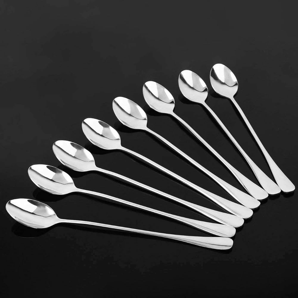 High Quality!!! 6 Pcs Set High Quality Long Handle Teaspoon Tea Spoon Set | Elegant Stainless Steel Dining Utensil– Durable & Elegant Cutlery. Perfect for family use or guest hosting