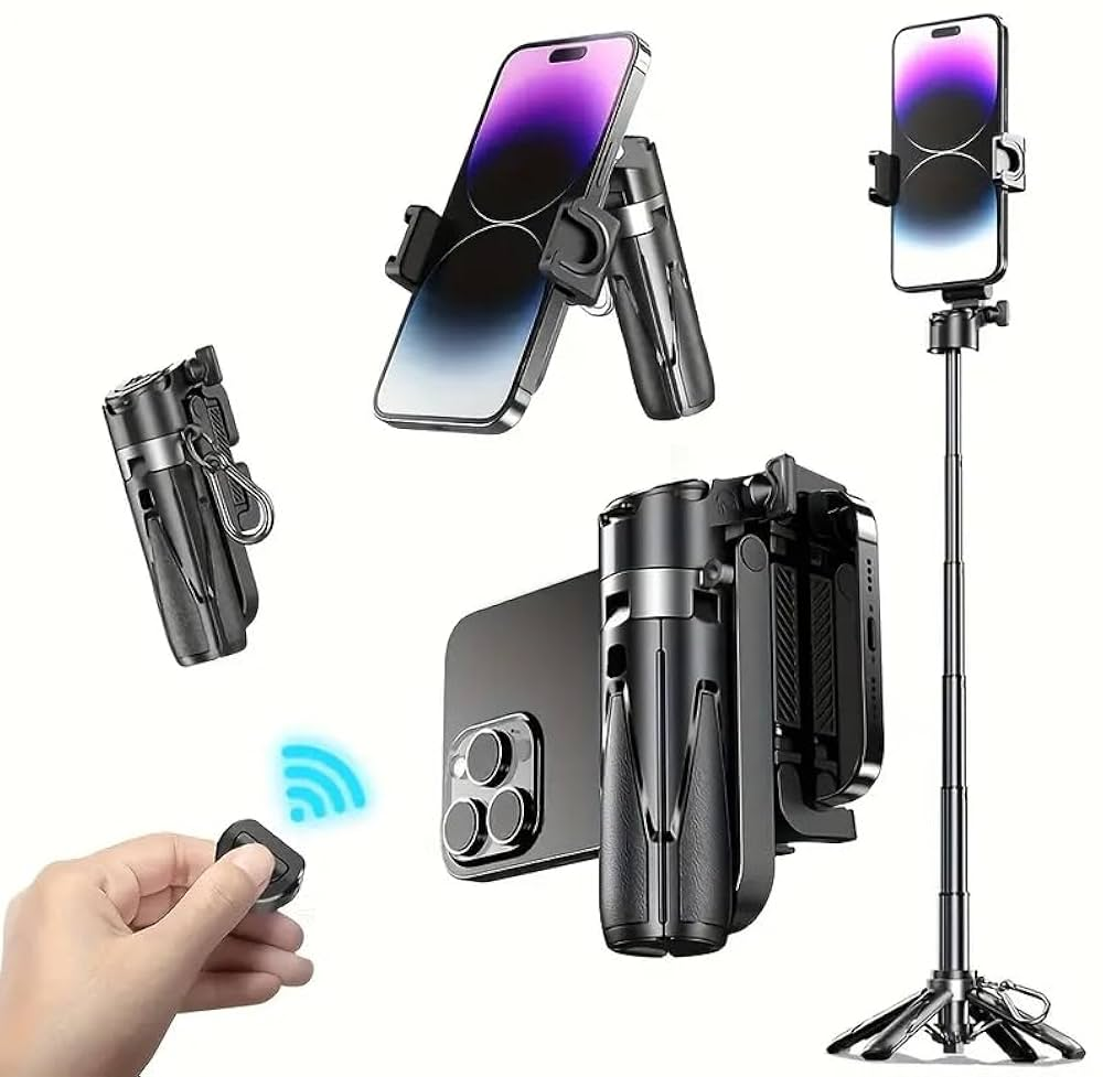 P15 Mini Flexible Selfie Stick Tripod – Portable Bluetooth Wireless Selfie Stick with Remote Control – Adjustable Stand for Smartphones, Travel & Vlogging – Lightweight & Durable Design