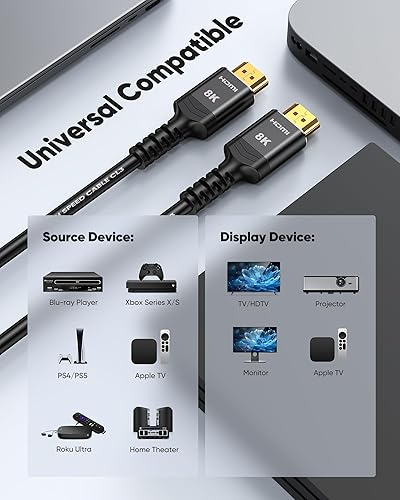 HDMI 30M Active Fiber Optic Cable – Ultra High-Speed HDMI to HDMI Cord – Lossless Long-Distance 4K/8K UHD Transmission – Lightweight, Durable & Flexible Design – Perfect for TVs, Projectors, Gaming