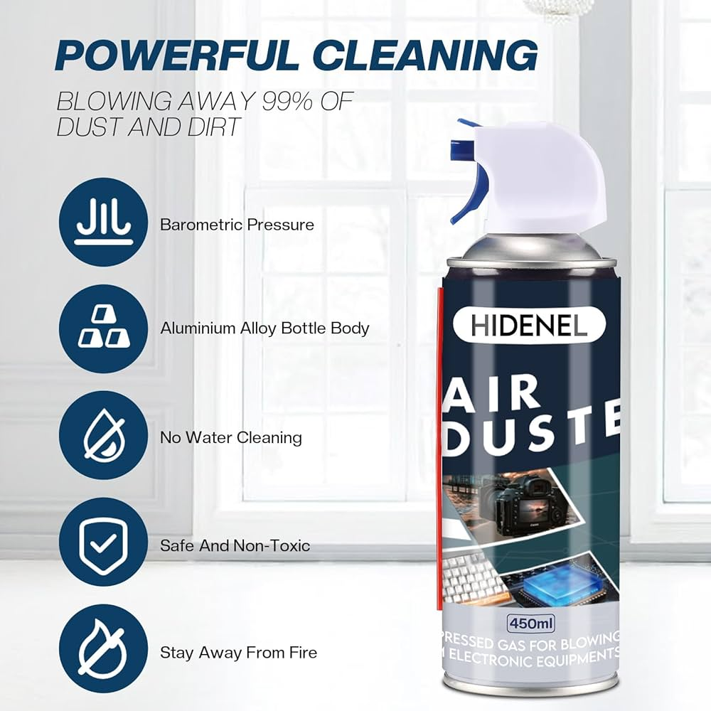 Air Duster Can – Compressed Air Cleaner for Dust Removal – Safely Cleans Keyboards, Laptops, Cameras, Consoles, Office Equipment & Electronics – Portable & Easy to Use – Anti-Dust Cleaning Spray