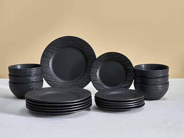 16 Piece Dinner Set – Irish Plates Collection – 4 Large Plates, 4 Medium Plates, 4 Cups & 4 Bowls – Elegant Ceramic Tableware – Durable, Stylish & Perfect for Family Dining or Guests – Black/Assorted