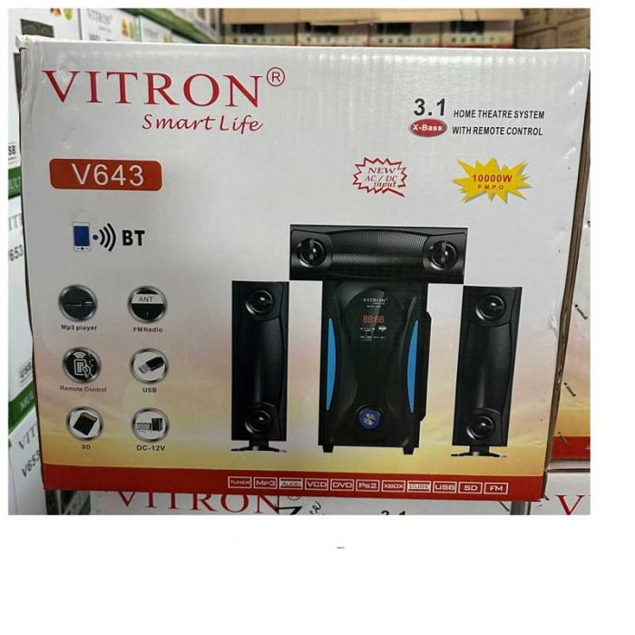 Vitron V643 Subwoofer System – Powerful Home Theatre Woofer with Bluetooth, FM Radio, USB & SD Support – Deep Bass, Clear Sound & Remote Control – Perfect for Music, Movies & Gaming – 6777/-