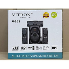Vitron V652 3.1CH Subwoofer / Multimedia Speaker System – Bluetooth, FM Radio, USB & SD Support, Remote Control, LED Display, 15,000W PMPO High Power Home Audio Woofer