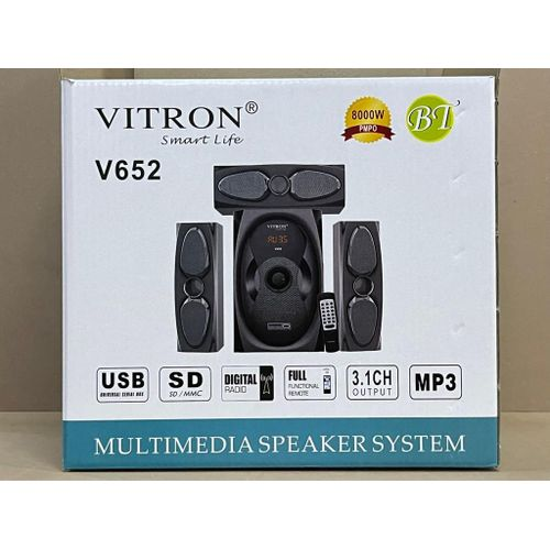 Vitron V652 3.1CH Subwoofer / Multimedia Speaker System – Bluetooth, FM Radio, USB & SD Support, Remote Control, LED Display, 15,000W PMPO High Power Home Audio Woofer