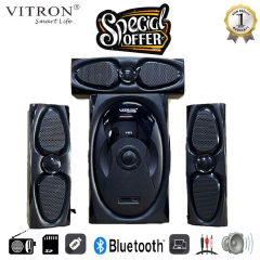 Vitron V652 3.1CH Subwoofer / Multimedia Speaker System – Bluetooth, FM Radio, USB & SD Support, Remote Control, LED Display, 15,000W PMPO High Power Home Audio Woofer