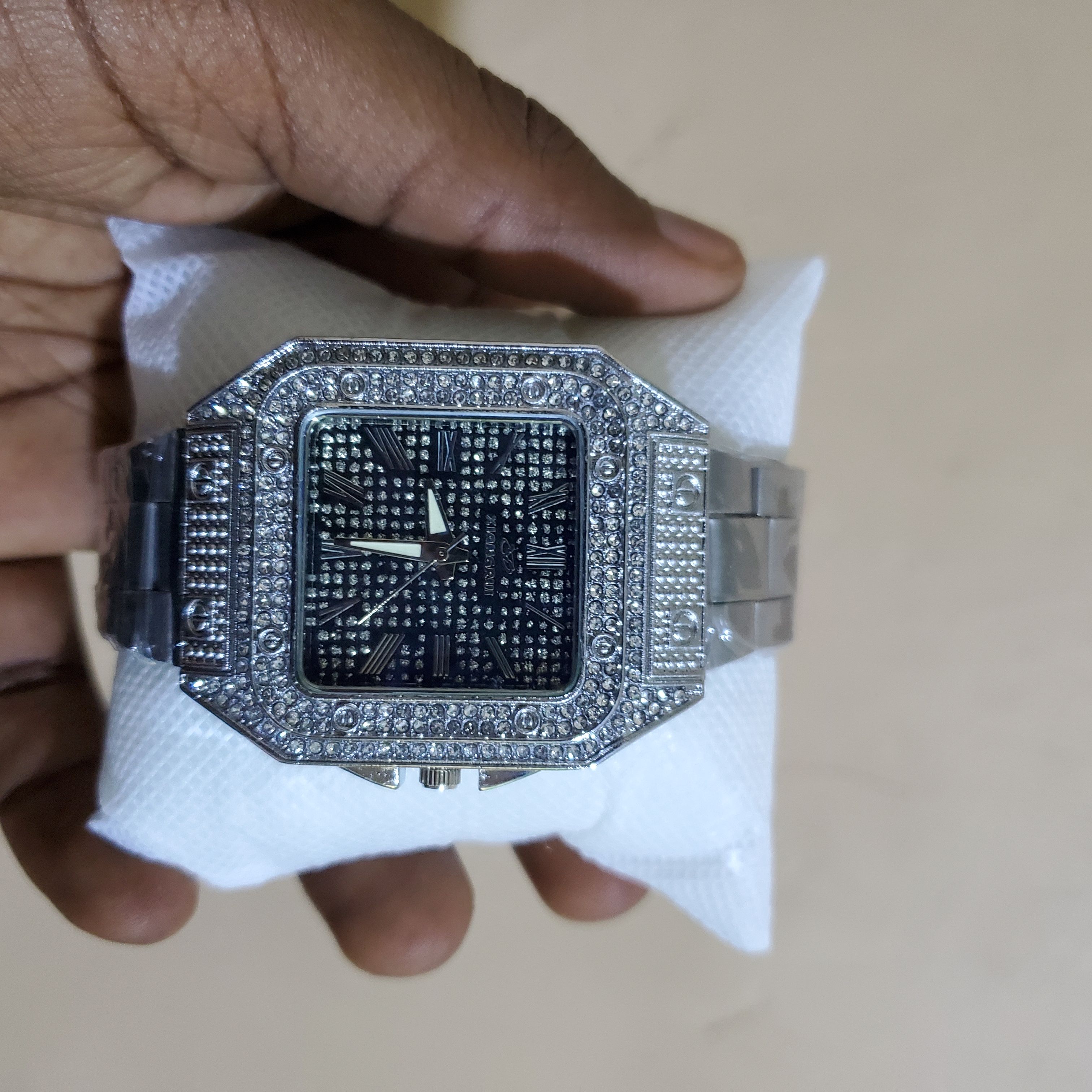 Men’s Iced Out Luxury Wrist Watch – Fully Blinged Stainless Steel Quartz Timepiece with Diamond-Inspired Crystals, Adjustable Strap, Premium Gift Box – Perfect Gift for Him, Casual or Party Wear