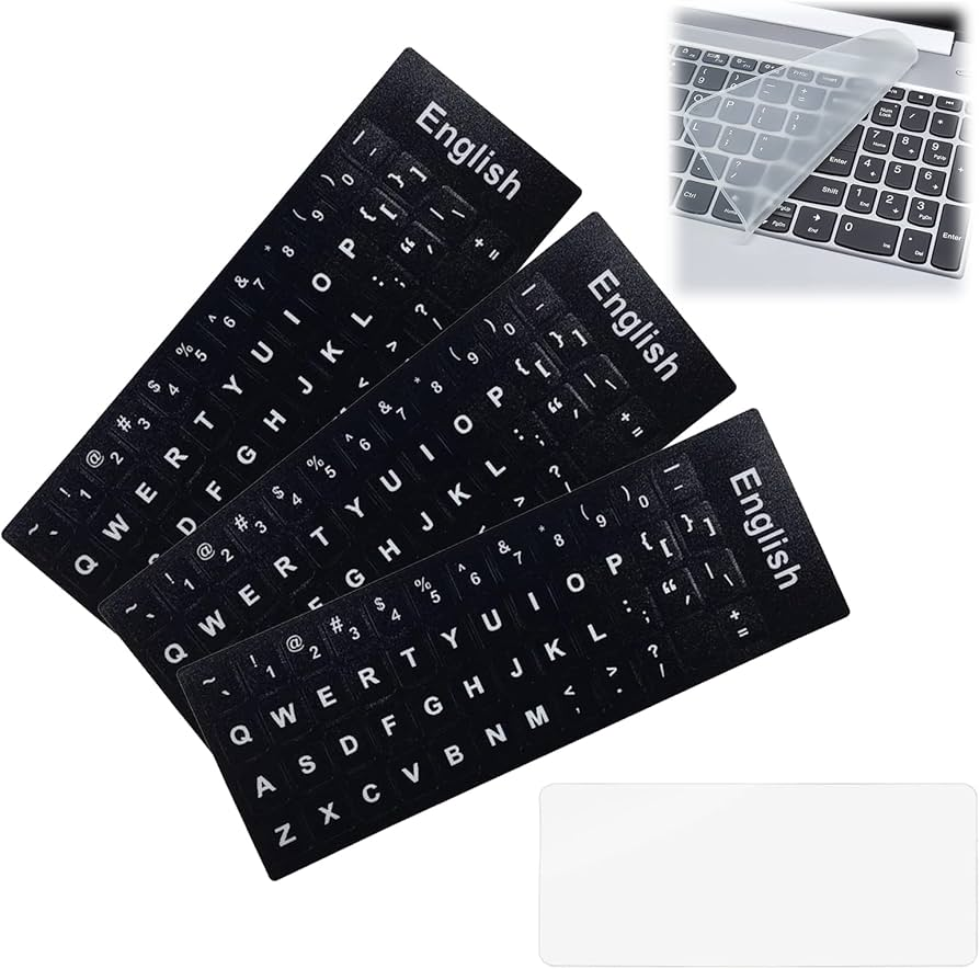 English Keyboard Stickers – Transparent Letter Stickers for Laptops, Desktops & External Keyboards – Easy to Apply, Durable, Wear-Resistant & Perfect for Keyboard Refurbishing or Language Replacement