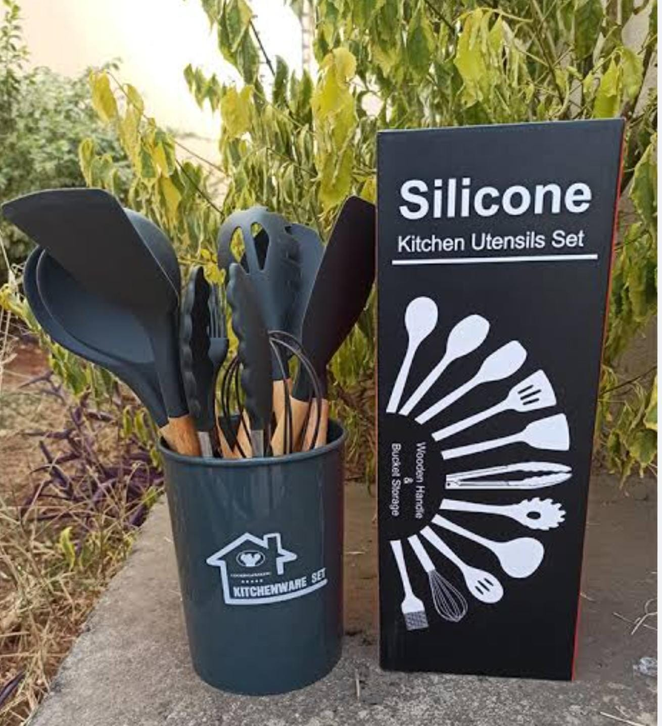 12-Piece Big Size Silicone Cooking Spoon Set – Heat Resistant, Non-Stick, BPA-Free Kitchen Utensils with Wooden Handles – Durable, Non-Scratch, Dishwasher Safe Cooking Tools for Home & Professional Us