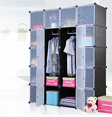 3-Column Plastic Wardrobe. Durable Modular Storage Closet 110×165×37cm Easy to Assemble, Waterproof & Dustproof Design. Ideal for Clothes, Shoes & Accessories Available in Black, Pink, Purple & Blue