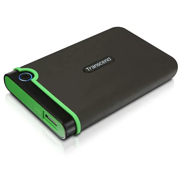 USED Transcend StoreJet 25M3 1TB / 2TB Portable External Hard Drive – USB 3.1 Gen 1, Military-Grade Shockproof Design, One-Touch Auto Backup, High-Speed Data Transfer for PC, Mac & Gaming Consoles