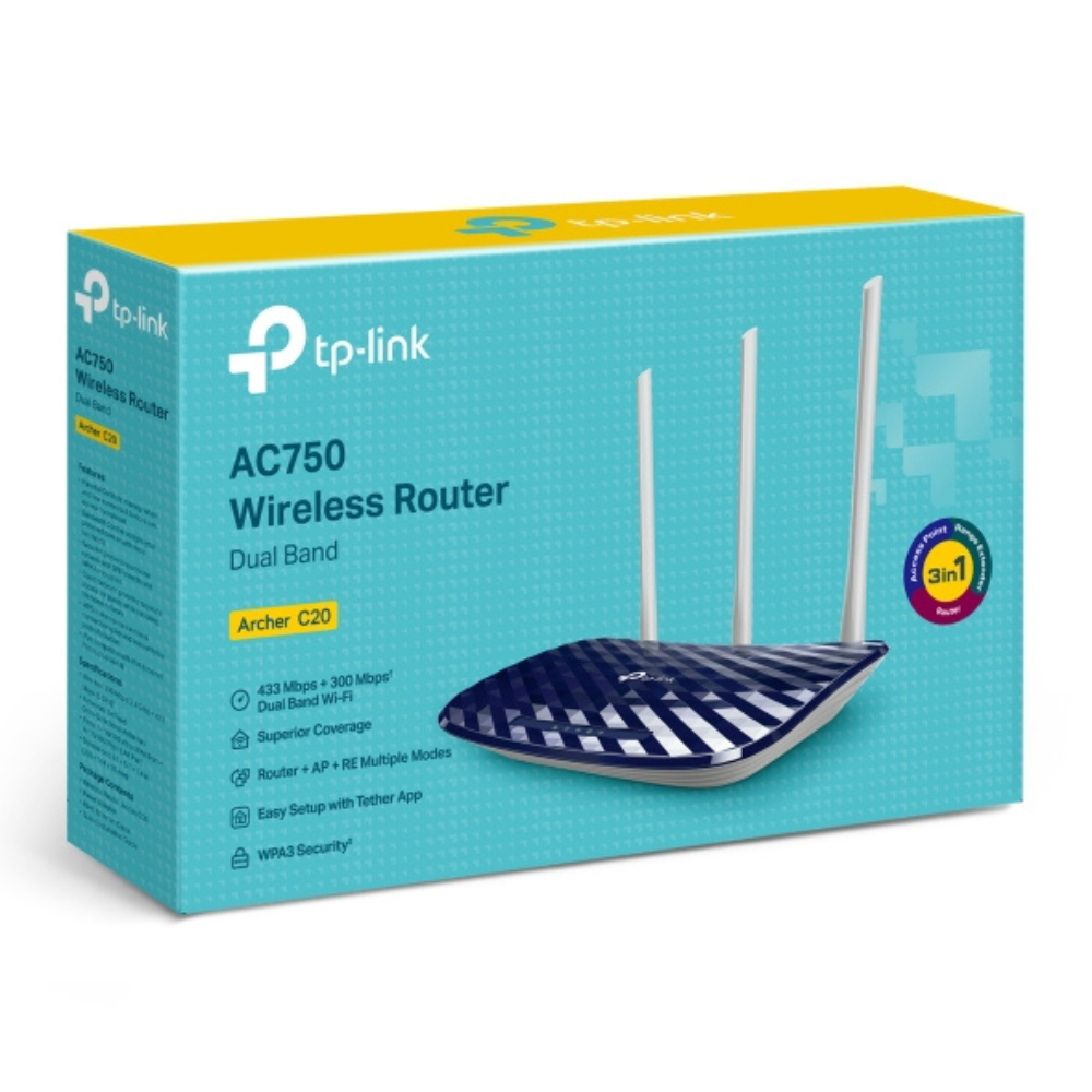 TP-Link Archer AC750/C20 Dual Band Wi-Fi Router – AC750 Mbps | 2.4GHz & 5GHz Bands | 4 Antennas | Parental Control | Guest Network | Ksh 4,999