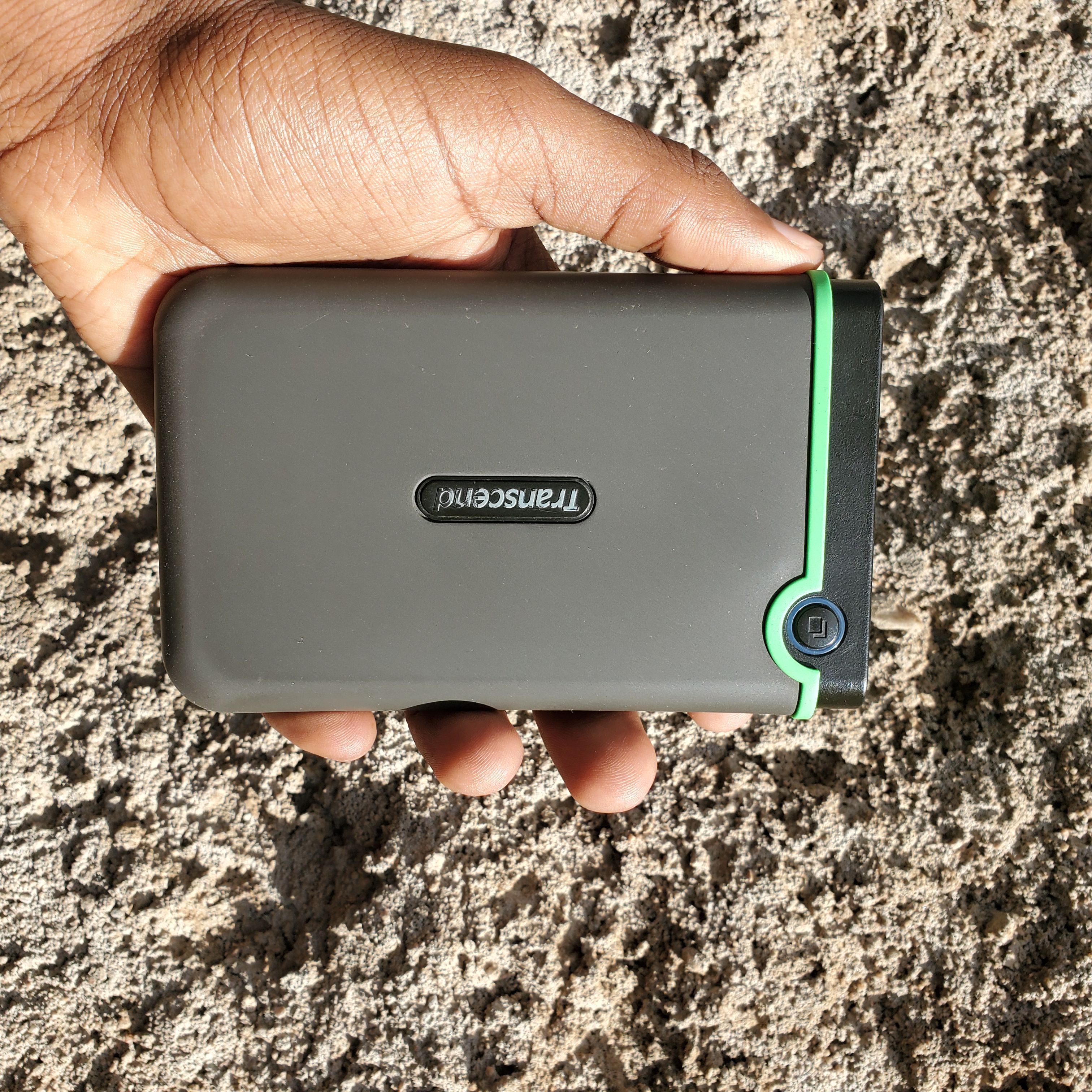 USED Transcend StoreJet 25M3 1TB / 2TB Portable External Hard Drive – USB 3.1 Gen 1, Military-Grade Shockproof Design, One-Touch Auto Backup, High-Speed Data Transfer for PC, Mac & Gaming Consoles