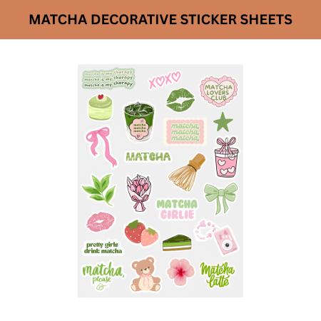 TRENDY MATCHA  Aesthetic Sticker Sheet – 25 Cute Matcha-Themed Stickers for Events, Matcha business,  Journals, Planners and Gifts