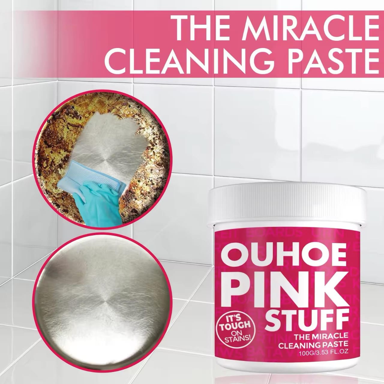 100g pink stuff Multipurpose Cleaner Cream Powerful Decontamination Kitchen Paste.Stainless Steel Scratches Remover Stain