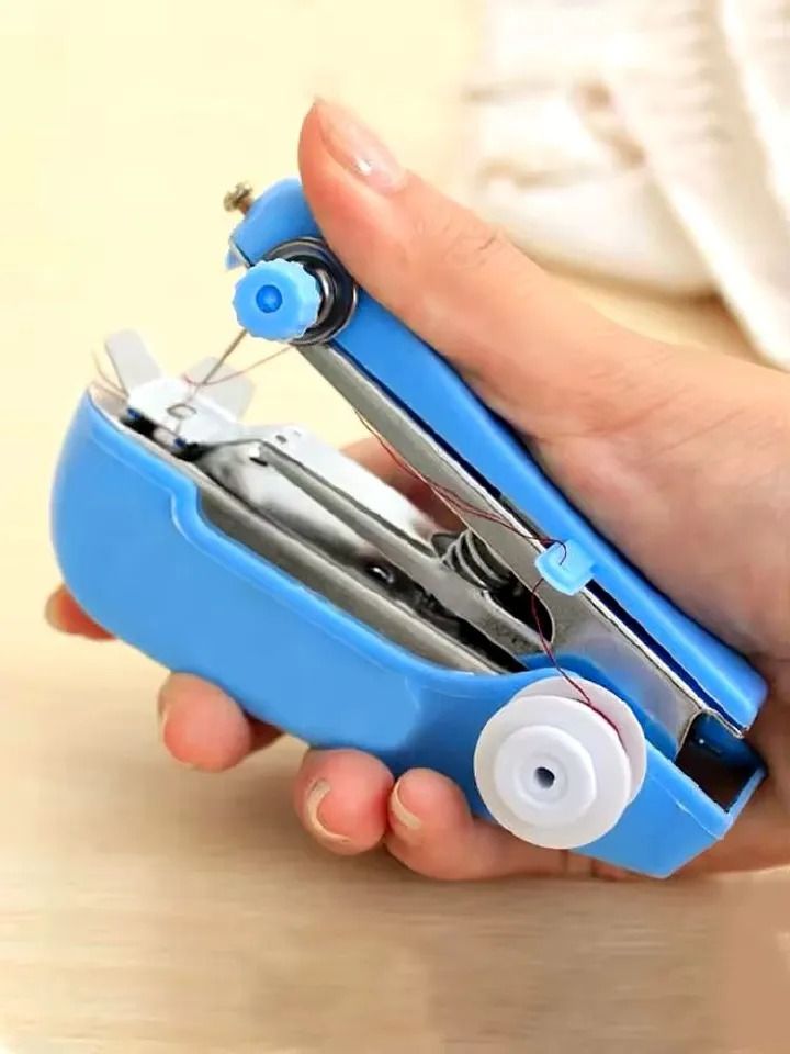 - Home Handheld Sewing Machine Protable Outdoor Travel Clothes Fabrics DIY Stitchin Sew Tool Mini Manual Stitch Needlework Machine
