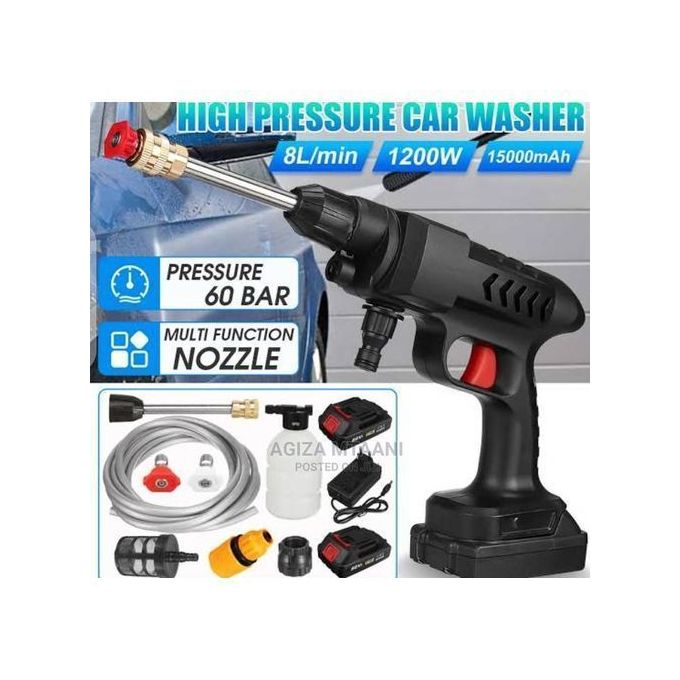 Portable Cordless High Pressure Car gun Spray Car Washing machine Gun High Pressure Car Washing Jet Spray Electric Cordless Pressure Washer for Washing Car House Garden with 2 lithium Batteries.