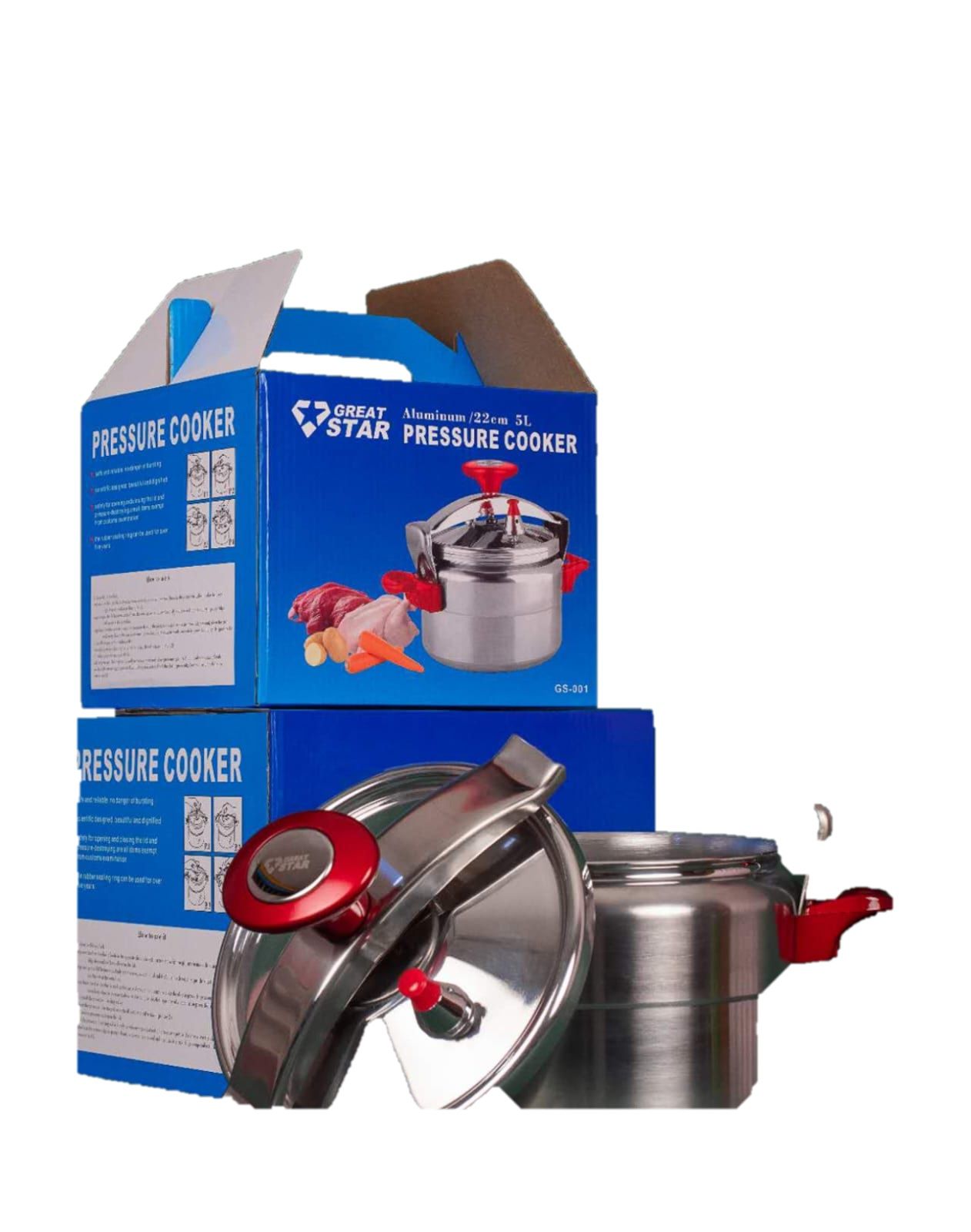 Great Star 5-Litre Pressure Cooker | Durable Aluminum, Family-Size | Great Star 5L Pressure Cooker | Sturdy Aluminum, Secure Lock