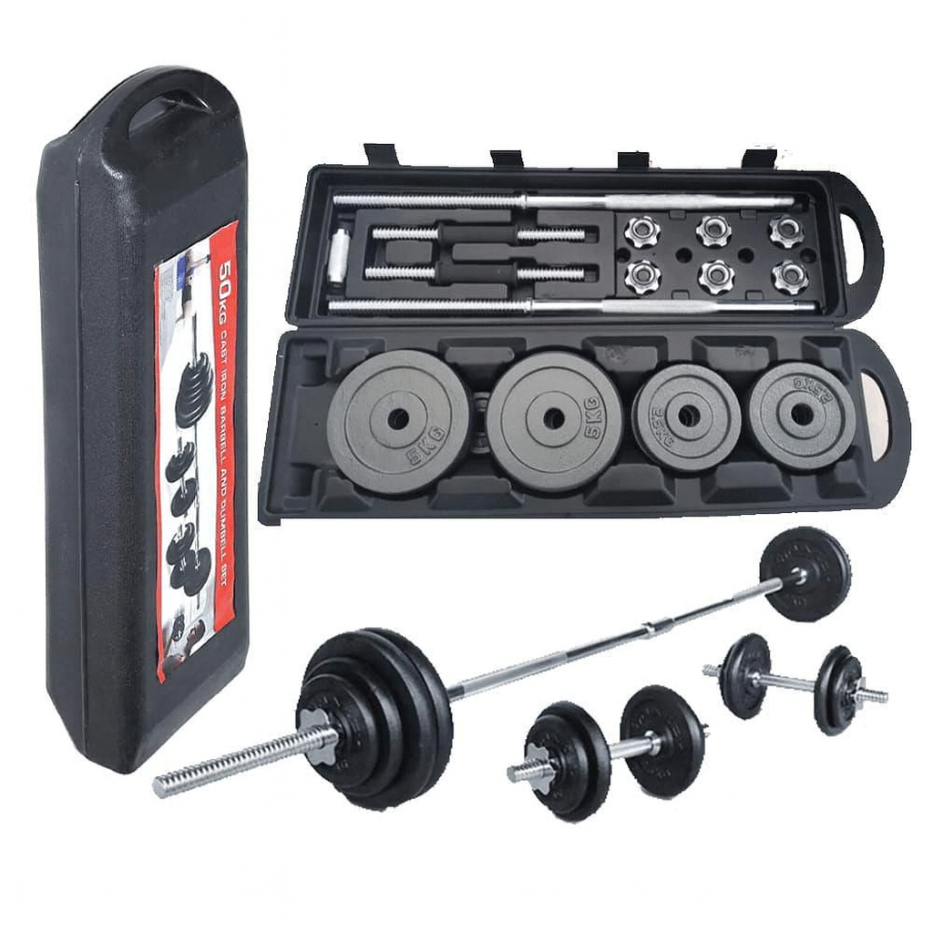 🏋️‍♂️ York 50KG Adjustable Dumbbell & Barbell Set – Heavy-Duty Cast Iron Weights with Carrying Case for Home & Gym Strength Training.