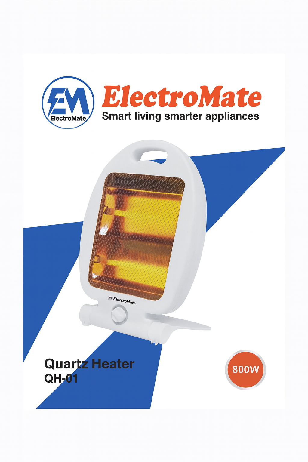 ElectroMate 800W Quartz Heater - Instant, Energy-Efficient Warmth for Home & Office | | Powerful Warmth with Low Power Use.