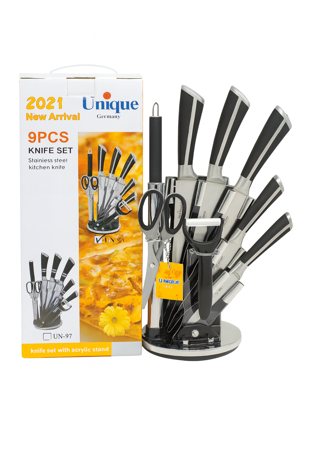 🔥 Ultra-Sharp 9-in-1 Knife Set With 360° Rotating Stand – Your Perfect Cooking Partner | 🍽️ The Ultimate Chef’s Knife Collection – Precision, Quality & Beauty in One Set.