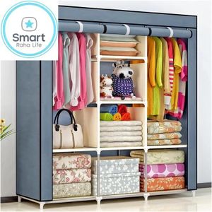 Stylish & Durable Three-Layer Metallic Wardrobe with Protective Canvas Cover – Smart Storage Made Easy.