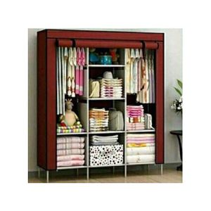 Stylish & Durable Three-Layer Metallic Wardrobe with Protective Canvas Cover – Smart Storage Made Easy.