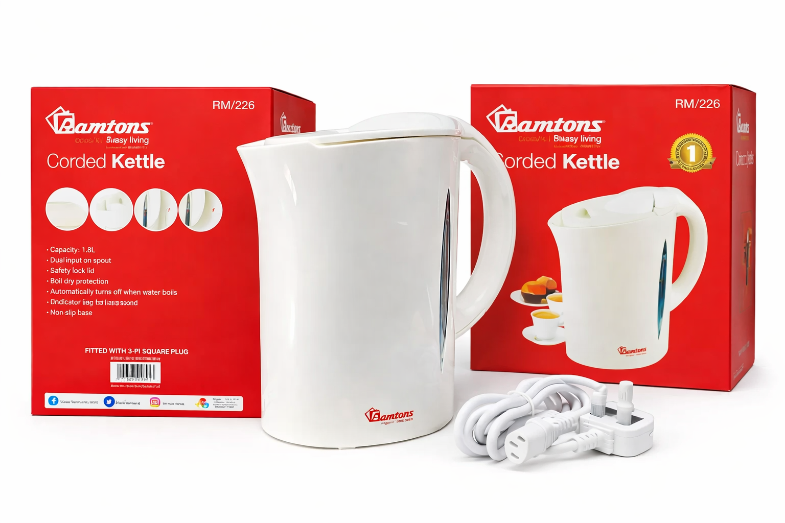 ☕ Ramtons RM/226 - Corded Kettle - 1.7 L | Fast Boiling. Everyday Convenience | Perfect for Tea, Coffee & More.