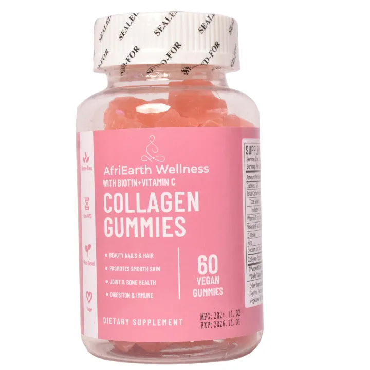 AFRIEARTH WELLNESS COLLAGEN GUMMIES (boost your beauty and wellness routine  with our   collagen  gummies ,designed to improve skin elasticity,digestion & immune enhance hydration joint &bone health.