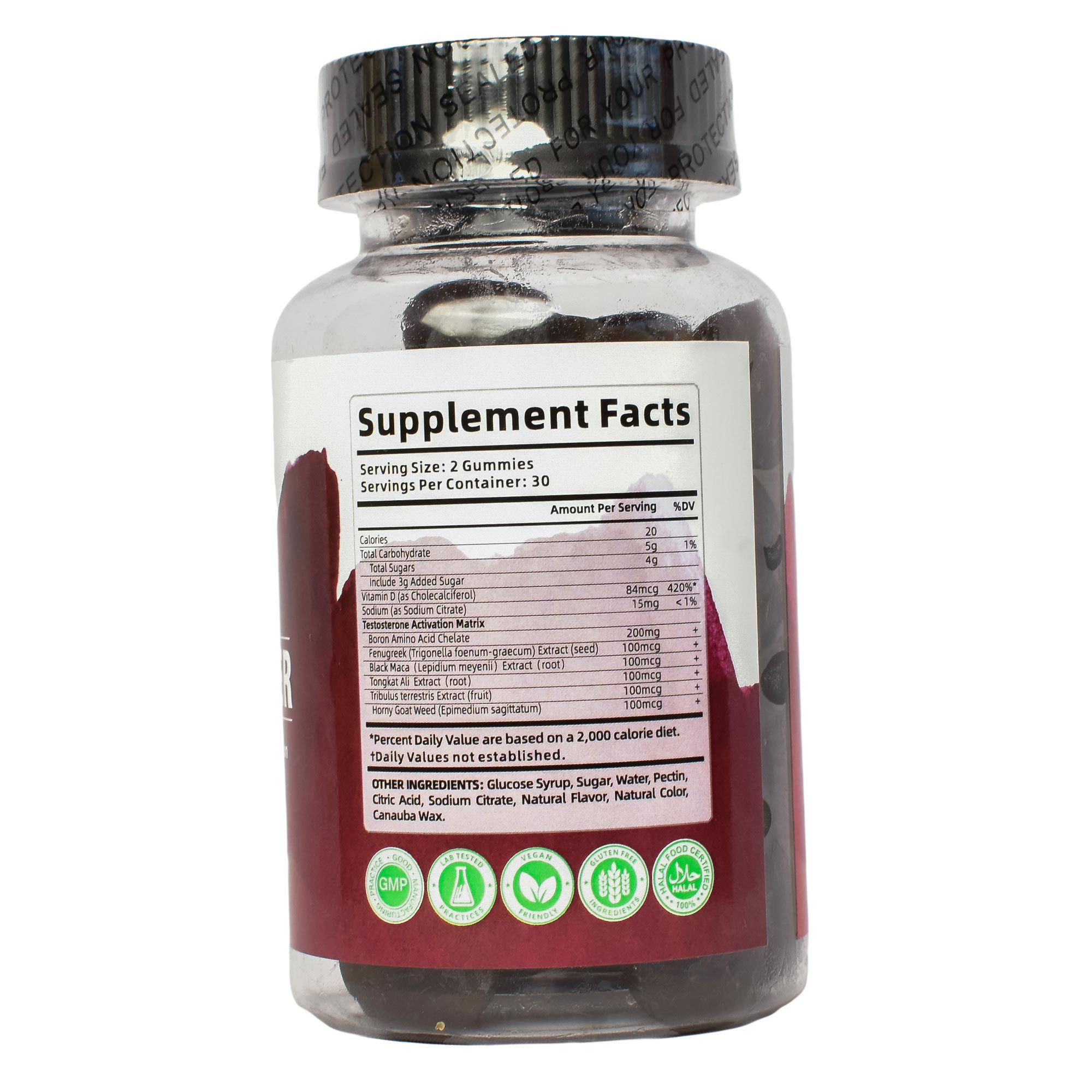 TESTO BOOSTER GUMMIES WITH TONGKAT ALI,BLACK MACA,BORON AMINO ACID,FENUGREEK,HORNYGOAT,TRIBULUS TERRESTRIES(Testosterone • Strength • Libido • Energy • Muscle Performance,for men who want more drive.)