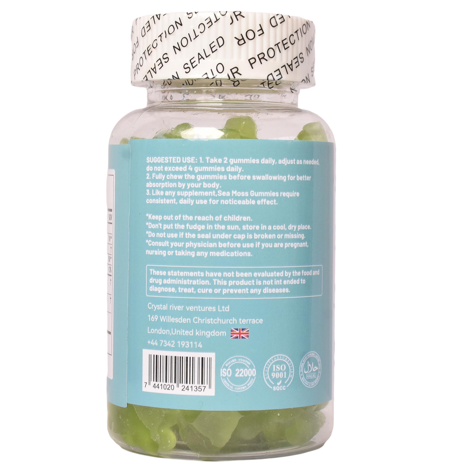 AFRIEARTH WELLNESS SEA MOSS GUMMIES WITH BLADDERWRACK &BURDOCK ROOT(For Immunity • Thyroid Health • Skin Glow • Digestion • Detox • Energy,used to nourish the body with minerals, support digestion.)