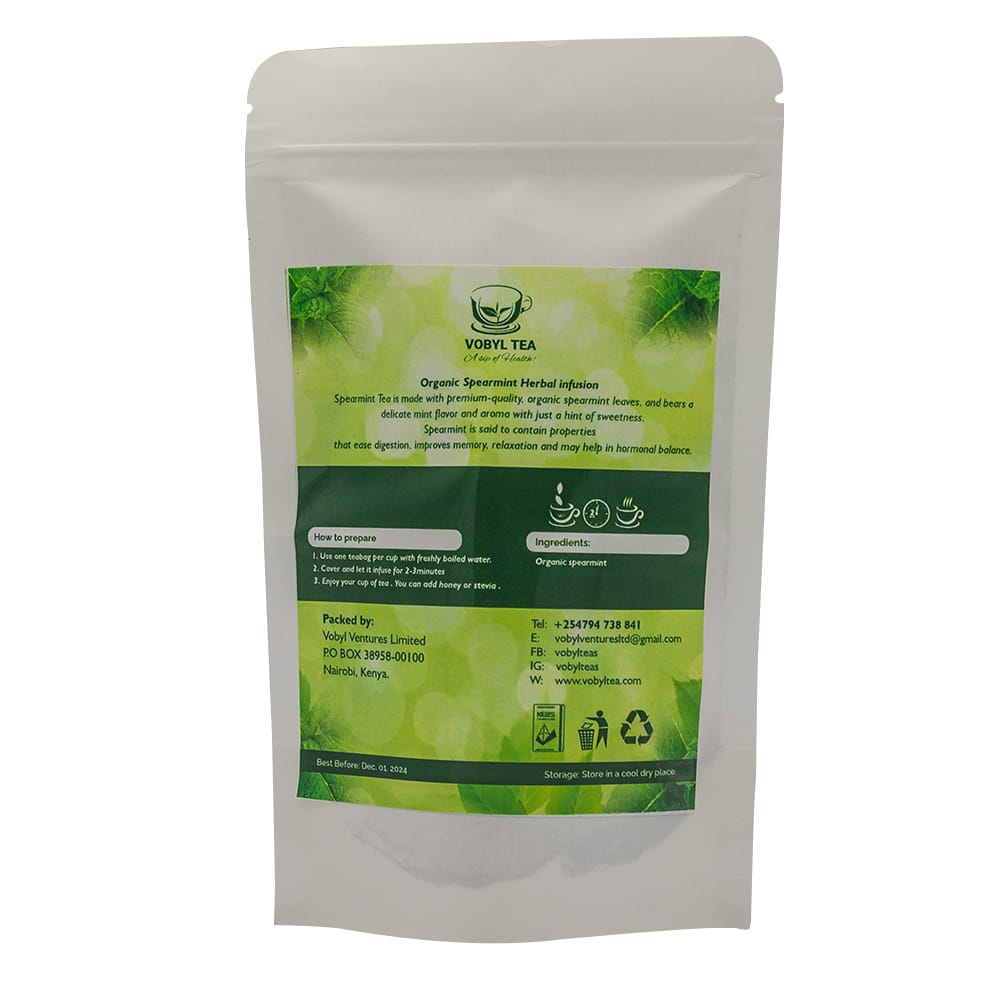 ORGANIC SPEARMINT TEA 25TEA BAGS( (hormone balance,hirsutism,hormonal acne,digestion ,bloating calming ,Spearmint tea is clinically shown to reduce excess androgens and unwanted facial hairs in women.