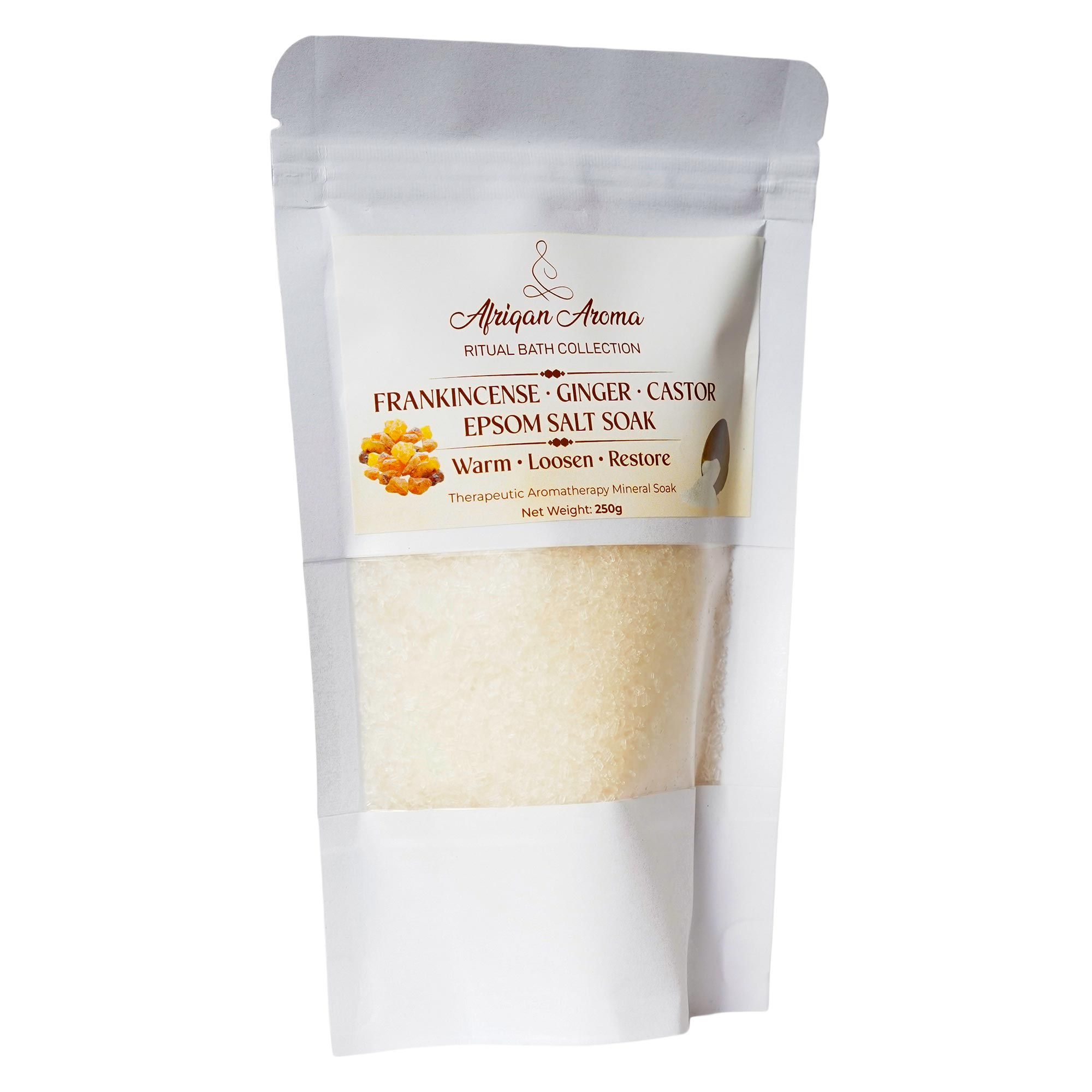 AFRIQAN AROMA RITUAL BATH COLLECTION EPSOM SALT WITH  GINGER,CASTOR AND FRANKINCENSE