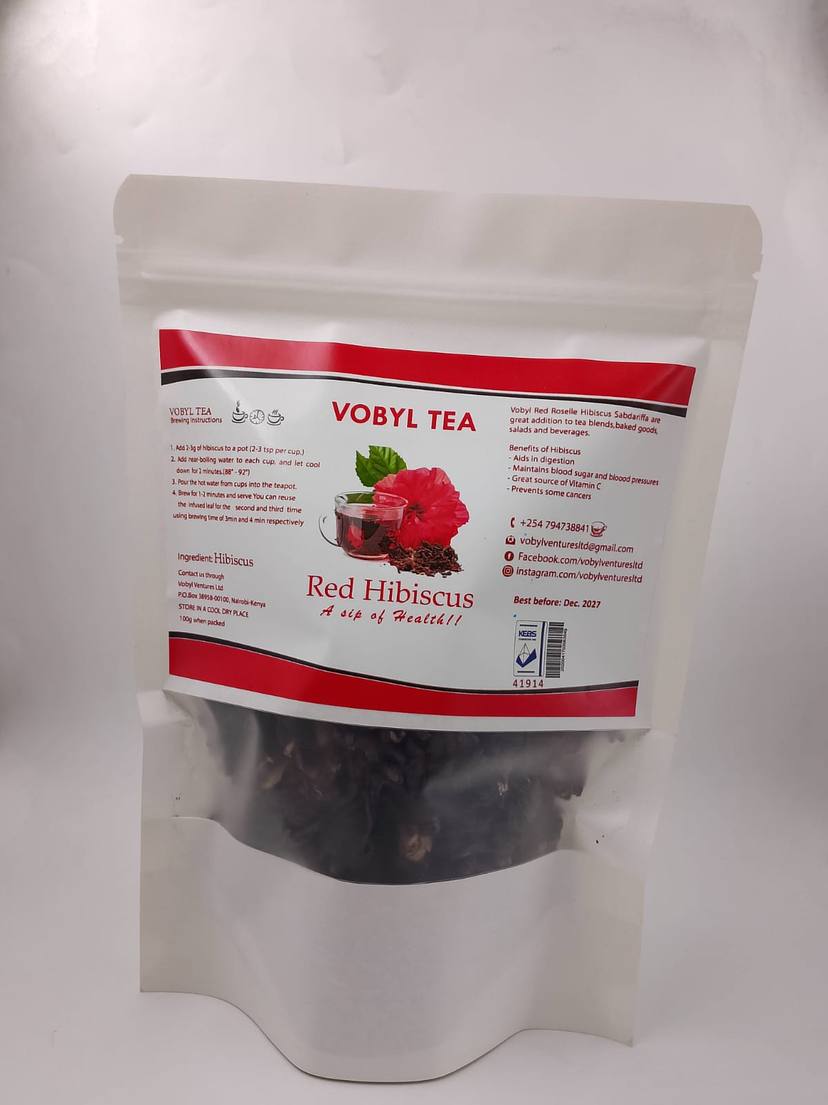 Red Hibiscus Tea(Hibiscus tea is a deep ruby herbal infusion made from the petals of the hibiscus flower. Naturally caffeine-free and pleasantly tart with functional benefits in  your body.)