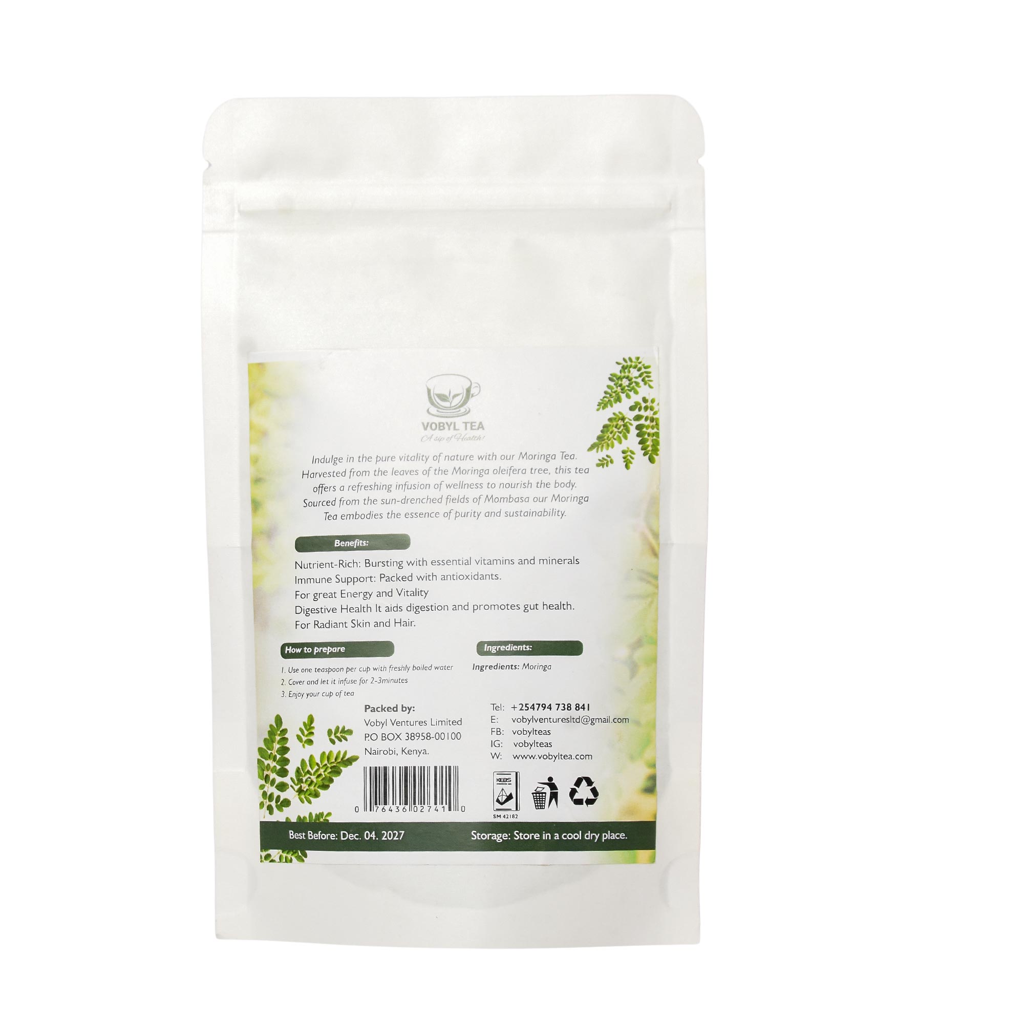 Organic Moringa Leaf Tea (Moringa tea is made from the leaves of the moringa plant, often called one of nature’s most nutrient-dense botanicals. Smooth, earthy, and naturally caffeine-free.)