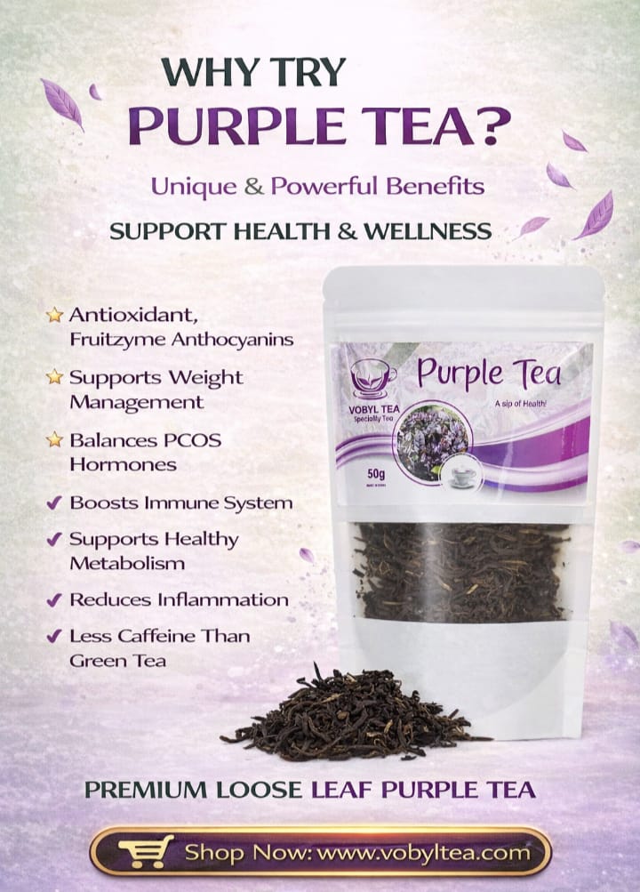 PURPLE TEA(Our Premium Purple Tea is grown at the slopes of Mt. Kenya, where rich volcanic soil and high-altitude conditions produce one of the most antioxidant-rich teas in the world.)