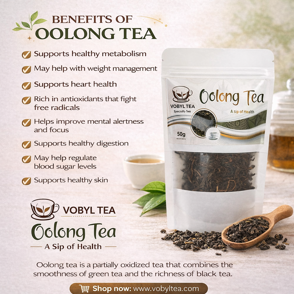 OOLONG TEA(Metabolism • Weight Balance • Energy • Digestion • Heart Health,It boosts metabolism, supports fat-burning, enhances focus, and keeps digestion smooth — all with a calm, steady energy.)