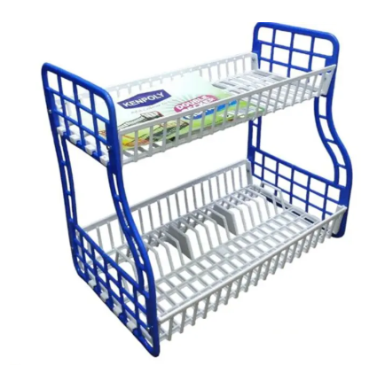 Kenpoly double decker dishrack Two tier heavy plastic Dish Rack Utensil Organizer 2 Layers Kitchen Households
