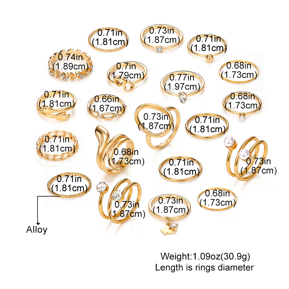 20pcs/set Women Rings Luxury Jewelry Sets Fashion Women's Rings Sets Ladies Pearl Rings