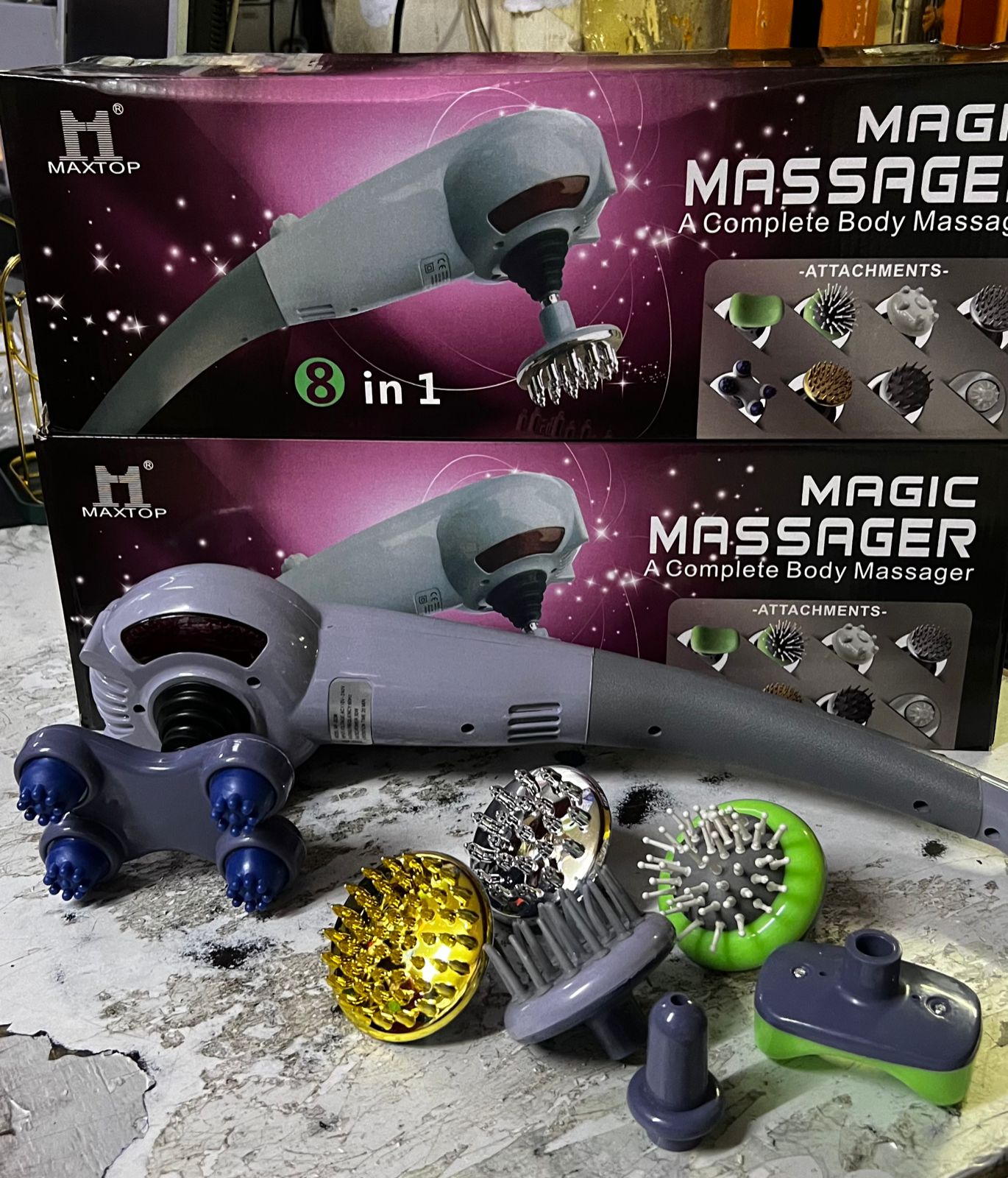 8 in 1 Magic Body Massager Electric Handheld Massaging Machine – Multi-Function Relaxation Massager for Neck, Back, Waist, Legs & Full Body