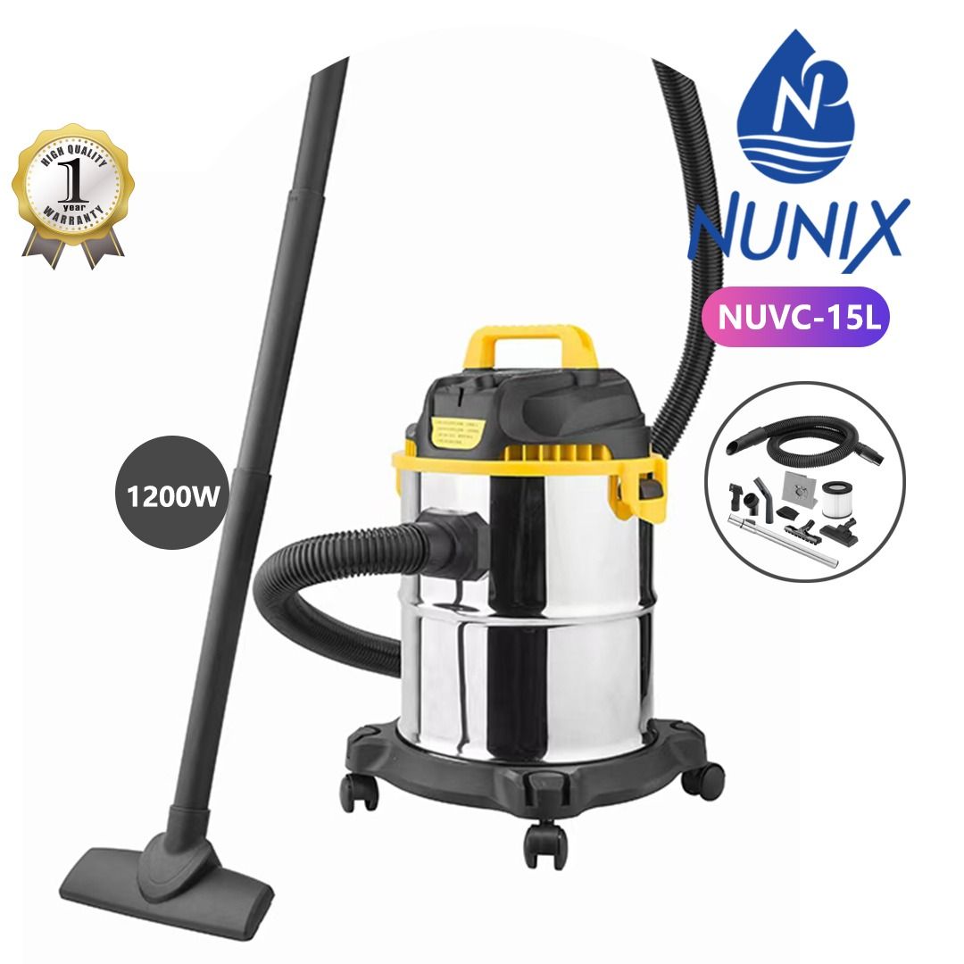 Nunix 15L Wet & Dry Vacuum Cleaner | Powerful Multi-Purpose Cleaner for Home, Office & Car | Dust, Water & Debris Cleaning