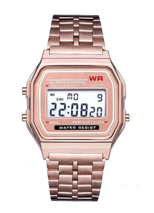 Gold Casio Series | Unisex Digital Watch | Vintage | WR | 100 SEC Stop Watch Daily Alarm | Regular Time Keeping: Hour, Minute, Second, PM, Date, Day Led Light