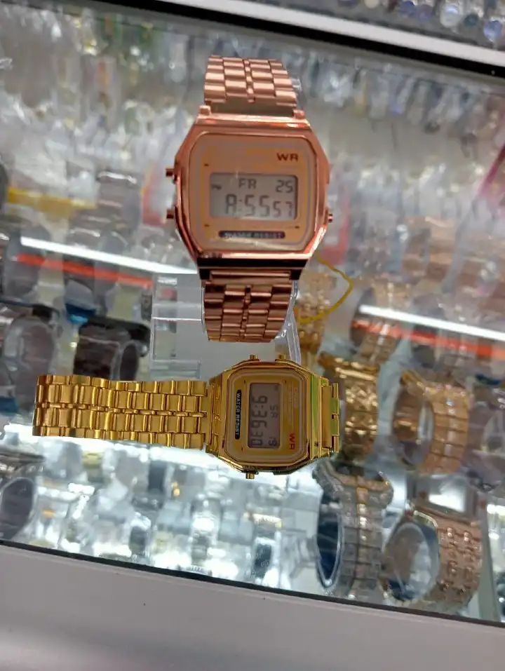 Gold Casio Series | Unisex Digital Watch | Vintage | WR | 100 SEC Stop Watch Daily Alarm | Regular Time Keeping: Hour, Minute, Second, PM, Date, Day Led Light