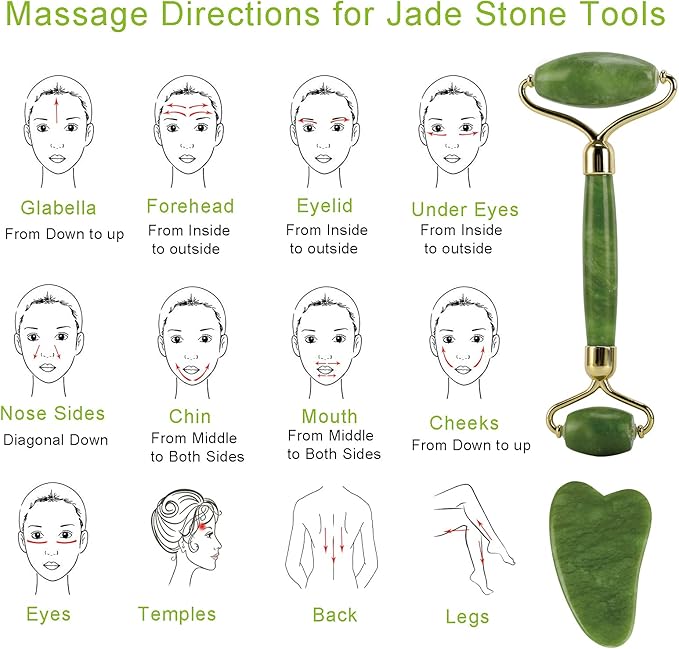 FLASH SALE!!  Jade Roller and Gua Sha Massager Tool - Jiasoval Anti-Aging Face Roller Massage, Facial Roller to Reduce Wrinkles, Eye Puffiness, Durable,Noiseless Stones Massager Kit for Face/Neck/Back