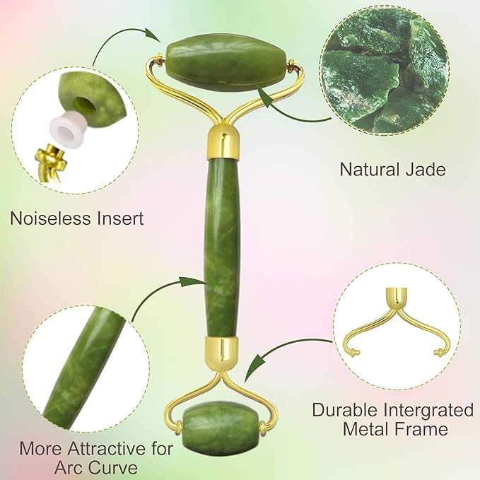 FLASH SALE!!  Jade Roller and Gua Sha Massager Tool - Jiasoval Anti-Aging Face Roller Massage, Facial Roller to Reduce Wrinkles, Eye Puffiness, Durable,Noiseless Stones Massager Kit for Face/Neck/Back