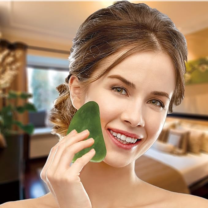 FLASH SALE!!  Jade Roller and Gua Sha Massager Tool - Jiasoval Anti-Aging Face Roller Massage, Facial Roller to Reduce Wrinkles, Eye Puffiness, Durable,Noiseless Stones Massager Kit for Face/Neck/Back