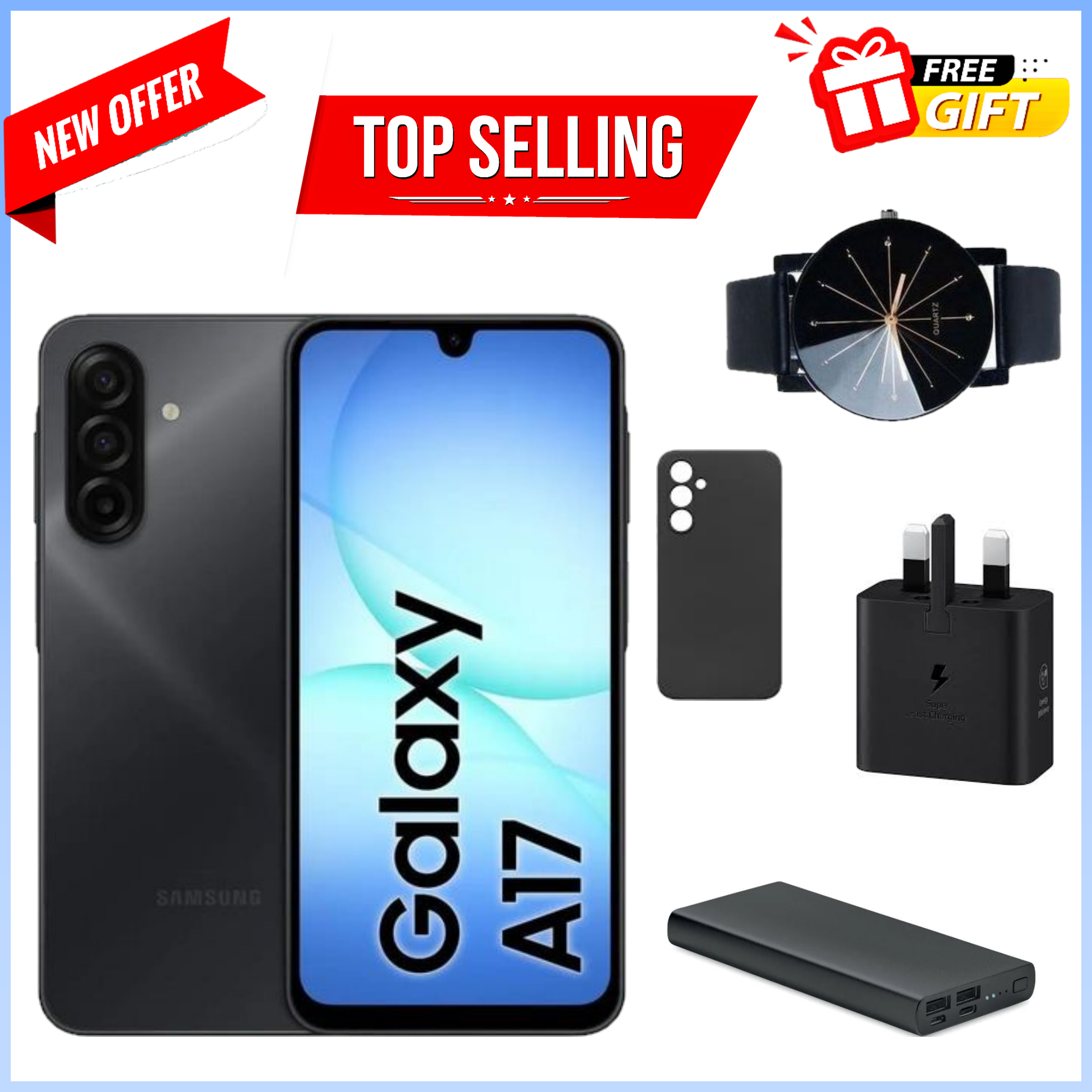 HOT DEALS!!! Samsung Galaxy A17 128GB/256GB+6GB/4GB/8GB 6.7" Super AMOLED Display Mediatek Helio G99 50MP Triple Camera Android 15 IP54 Waterproof 5000mAh 25W Type-C AI Smart Phones phone+FREE GIFTS