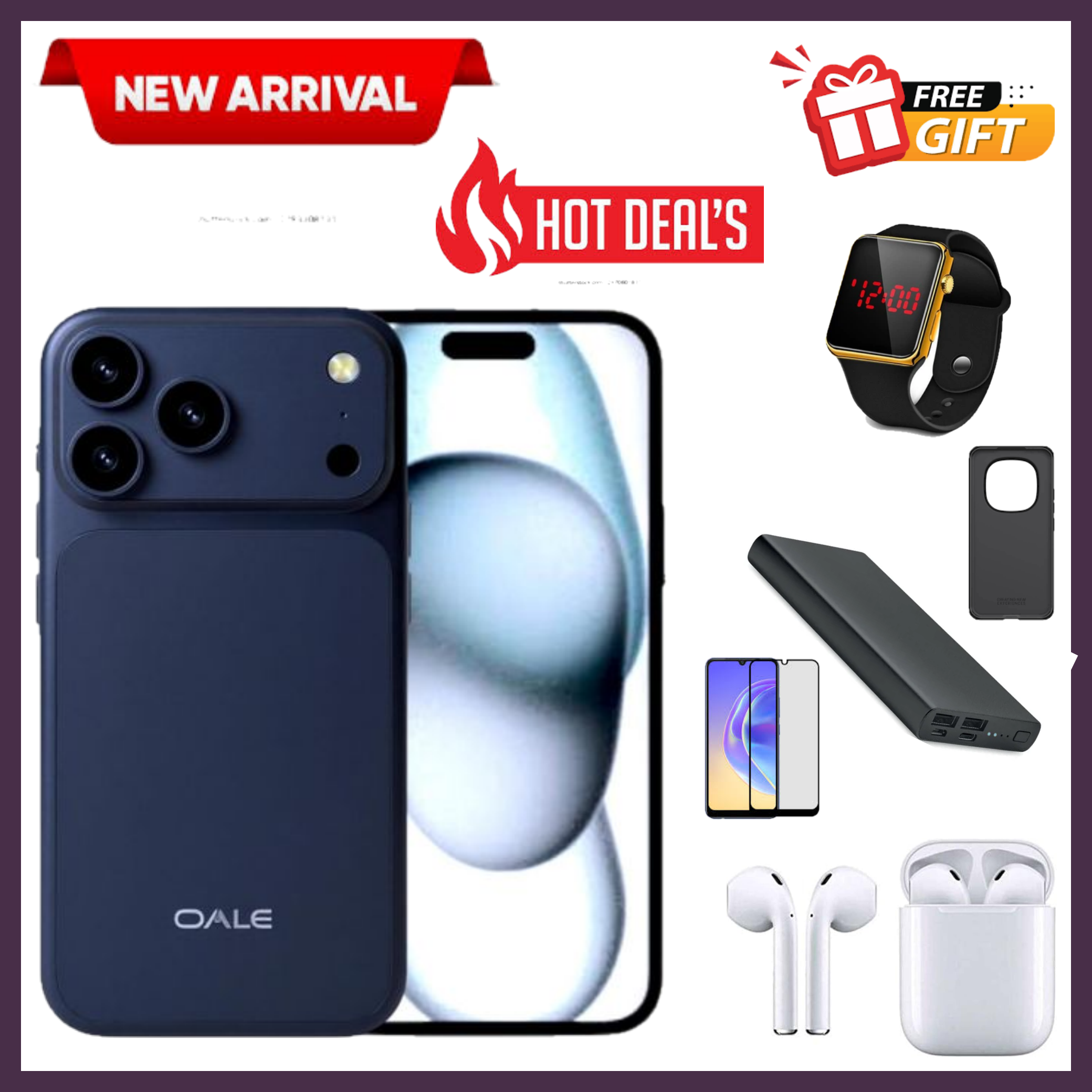 HOT DEALS!! OALE 17 PRO MAX 4G:| 6.85" HD+ Incell Display | 8(4+4)GB RAM+128GB ROM | 5750mAh Battery | Dual SIM | 20MP Rear & 13MP Selfie Camera | Android 15 | Type-C Port | Side-Fingerprint Unlock |